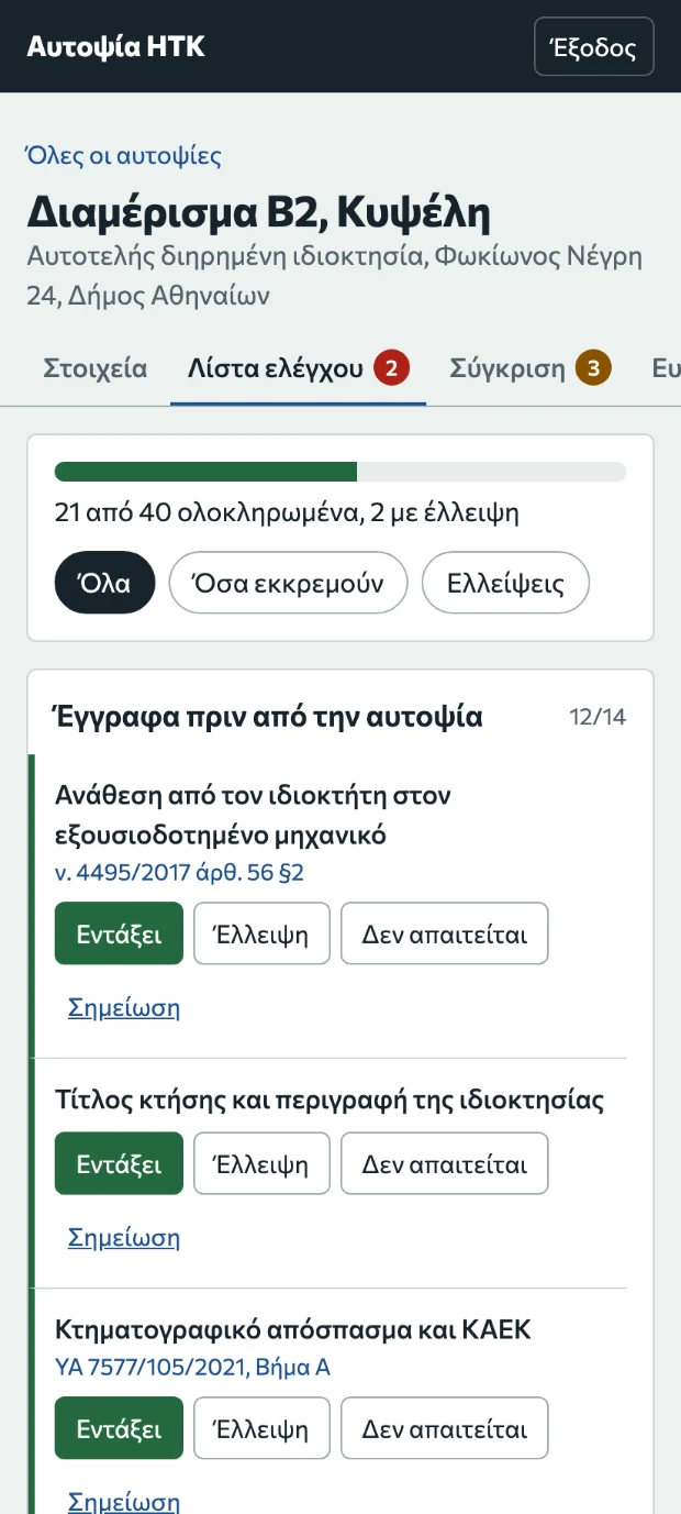 Αυτοψία ΗΤΚ: λίστα ελέγχου με παραπομπές